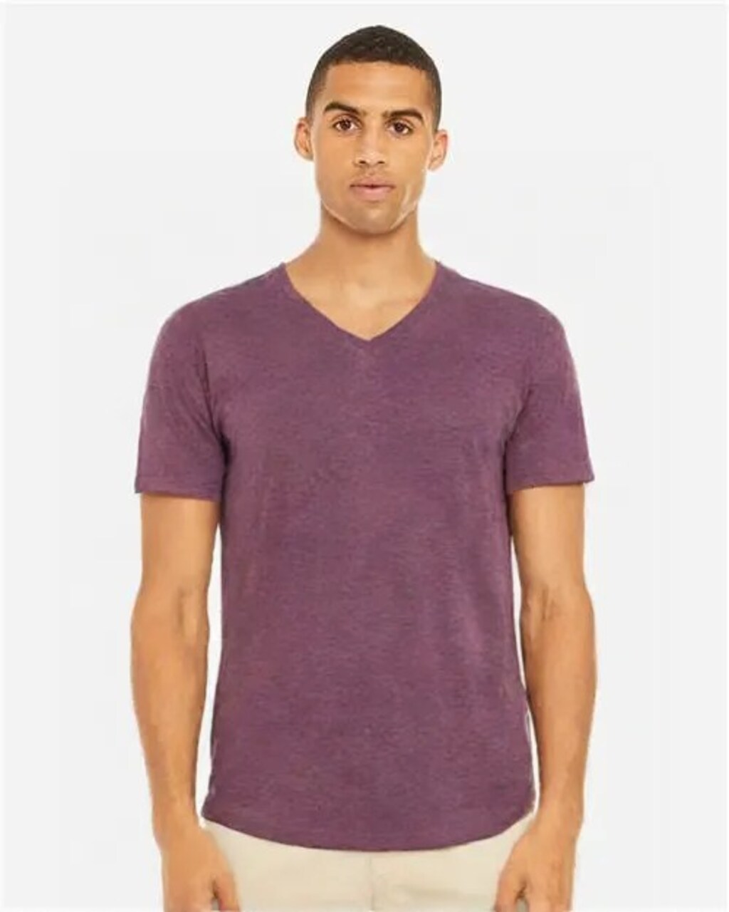 BELLA + CANVAS Premium Unisex Triblend V Neck Tee with Airlume Cotton and Sustainable Retail Fit